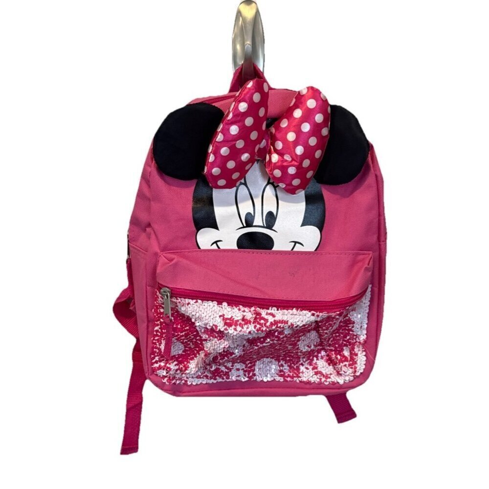 Minnie Mouse BACKPACK Disney Ears Polka Dots Bow Sequins Toddler Pink
